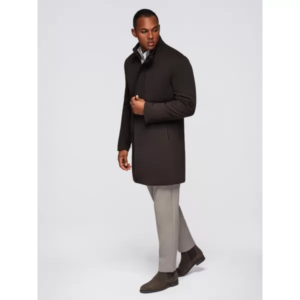  Pánský kabát OMBRE OM-COWC-0136 DARK BROWN 