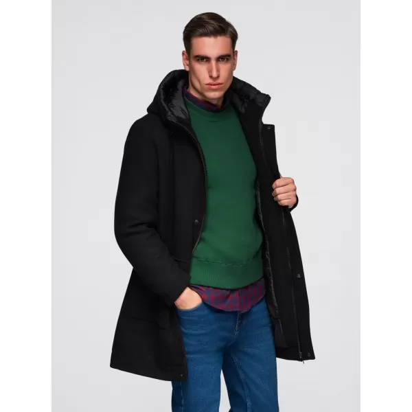  Pánský kabát OMBRE OM-COWC-0132 BLACK 