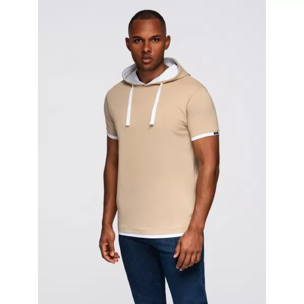  Pánské triko OMBRE OM-TSCT-0256 BEIGE 
