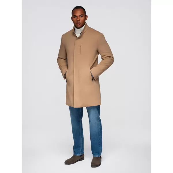  Pánský kabát OMBRE OM-COWC-0136 LIGHT BROWN 