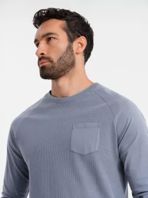 Pánské triko OMBRE OM-LSCL-0109 BLUE DENIM