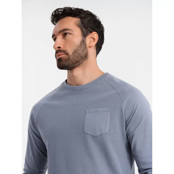  Pánské triko OMBRE OM-LSCL-0109 BLUE DENIM 