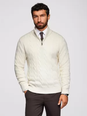 Pánský svetr OMBRE OM-SWZS-0138 CREAM