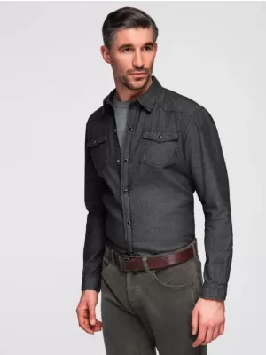 Pánská košile OMBRE OM-SHDS-0210 BLACK