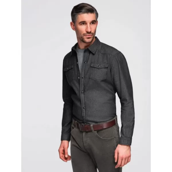 Pánská košile OMBRE OM-SHDS-0210 BLACK 