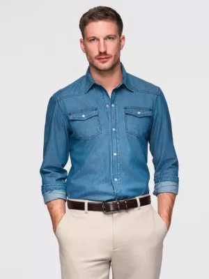 Pánská košile OMBRE OM-SHDS-0210 BLUE