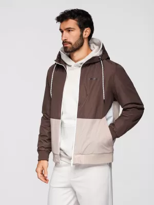 Pánská bunda OMBRE OM-JANP-0242 BROWN AND BEIGE