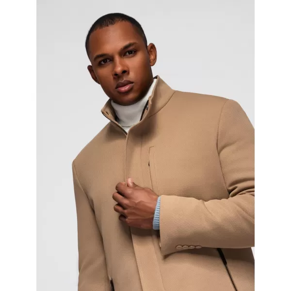  Pánský kabát OMBRE OM-COWC-0136 LIGHT BROWN 