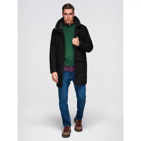  Pánský kabát OMBRE OM-COWC-0132 BLACK 