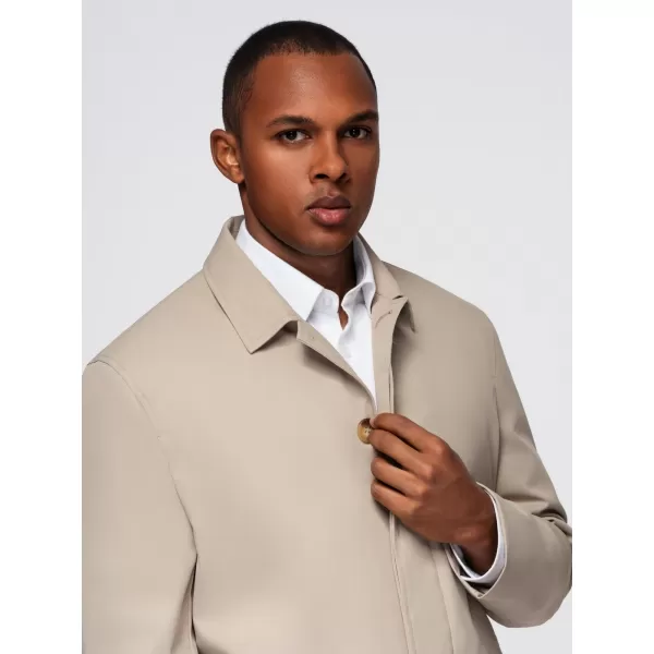  Pánský kabát OMBRE OM-COLC-0139 BEIGE 