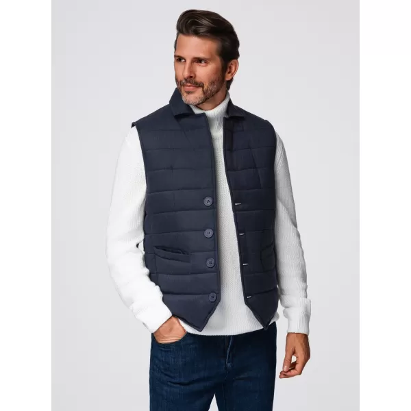  Pánská vesta OMBRE OM-JAVJ-0275 NAVY BLUE MELANGE 