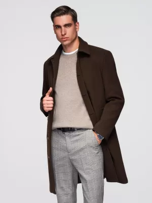 Pánský kabát OMBRE OM-COWC-0135 BROWN