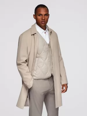 Pánský kabát OMBRE OM-COLC-0139 BEIGE