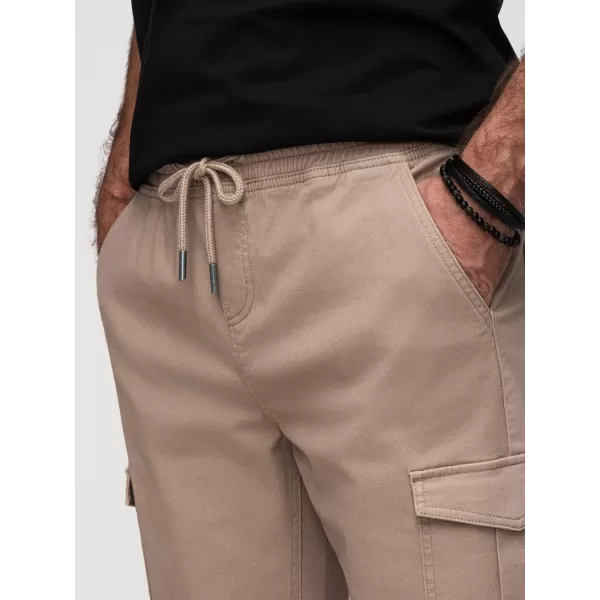  Pánské kalhoty OMBRE OM-PAJO-0290 BEIGE 