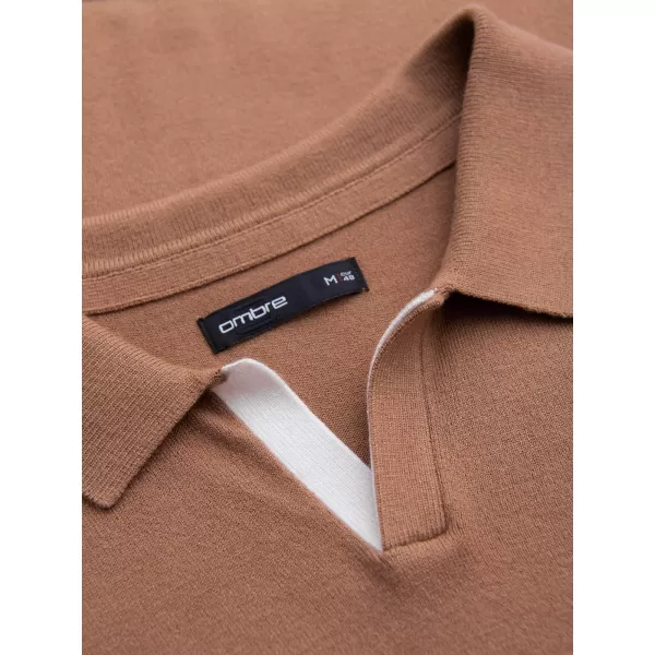  Pánská triko s límečkem OMBRE OM-POLS-0138 LIGHT BROWN 
