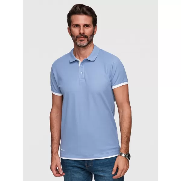  Pánské triko s límečkem OMBRE OM-POSS-0170 BLUE 