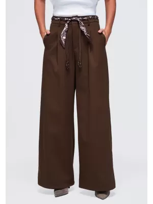 Dámské kalhoty OMBRE OW-PA-E0020 BROWN