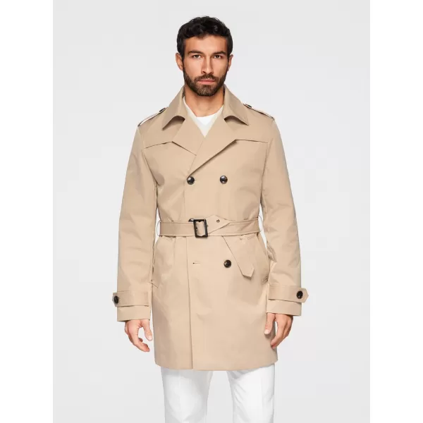  Pánský kabát OMBRE OM-COLC-0146 BEIGE 