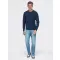 Pánské tričko OMBRE OM-LSBL-0142 NAVY BLUE