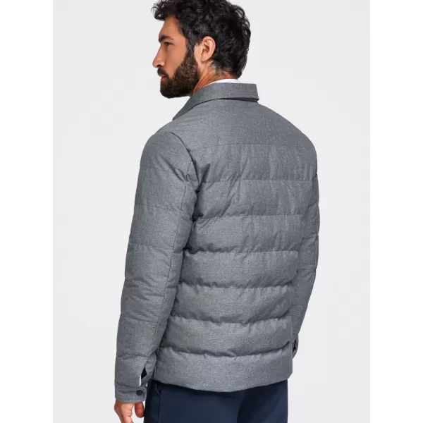  Pánská prošívaná košilová bunda OMBRE OM-JALP-0256 GREY MELANGE 