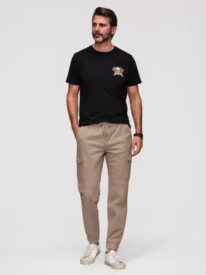 Pánské kalhoty OMBRE OM-PAJO-0290 BEIGE