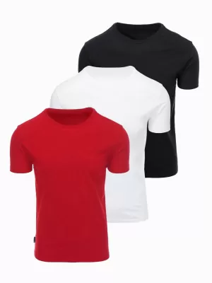 Pánské triko OMBRE OM-TSBS-0268 BLACK/WHITE/DARK RED