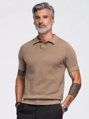Pánské polo tričko OMBRE OM-POSS-0178 LIGHT BROWN