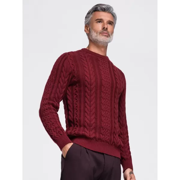  Pánský svetr OMBRE OM-SWSW-0191 BURGUNDY 
