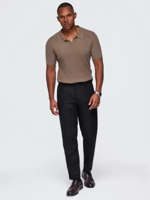 Pánské triko s límečkem OMBRE OM-POSS-0182 LIGHT BROWN