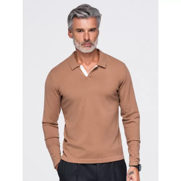  Pánská triko s límečkem OMBRE OM-POLS-0138 LIGHT BROWN 
