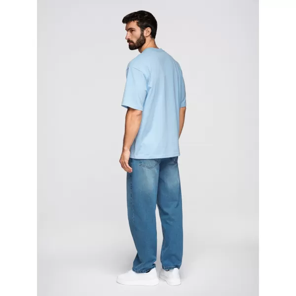  Pánské triko OMBRE OM-TSBC-0291 BLACK/LIGHT BLUE/OFF WHITE 