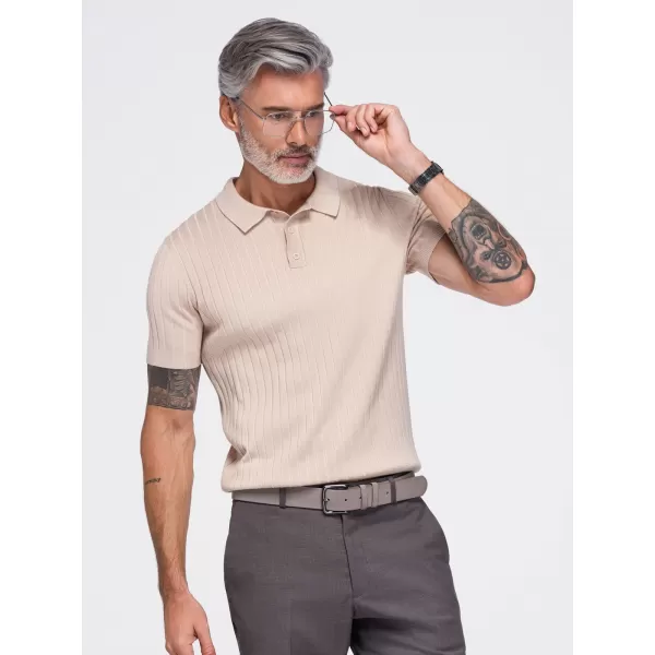  Pánské polo tričko OMBRE OM-POSS-0180 BEIGE 