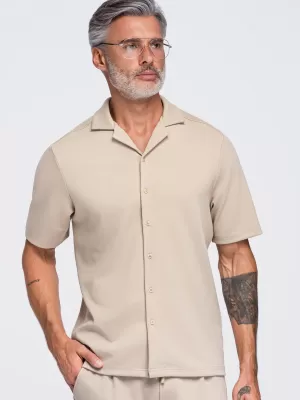 Pánská košile OMBRE OM-SHCS-0220 BEIGE