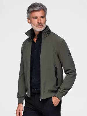 Pánská bunda s kapucí OMBRE OM-JANP-0233 DARK OLIVE