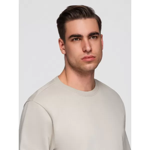  Pánská mikina OMBRE OM-SSBN-0271 LIGHT BEIGE 