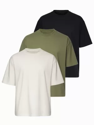 Pánské triko OMBRE OM-TSBC-0291 BLACK/OFF WHITE/PALE OLIVE