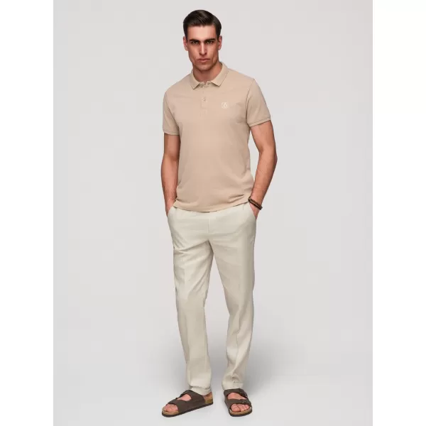  Pánské triko s límečkem OMBRE OM-POBS-0171 WHITE/WHITE/LIGHT BROWN 