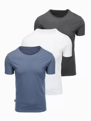 Pánské triko OMBRE OM-TSBS-0268 WHITE/GRAPHITE/BLUE DENIM