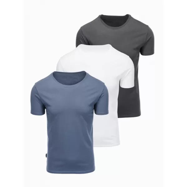  Pánské triko OMBRE OM-TSBS-0268 WHITE/GRAPHITE/BLUE DENIM 