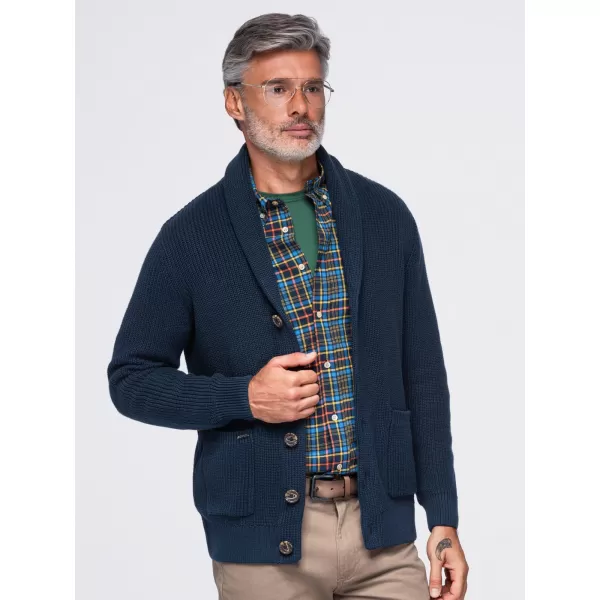  Pánský kardigan OMBRE OM-SWCD-0200 NAVY BLUE 