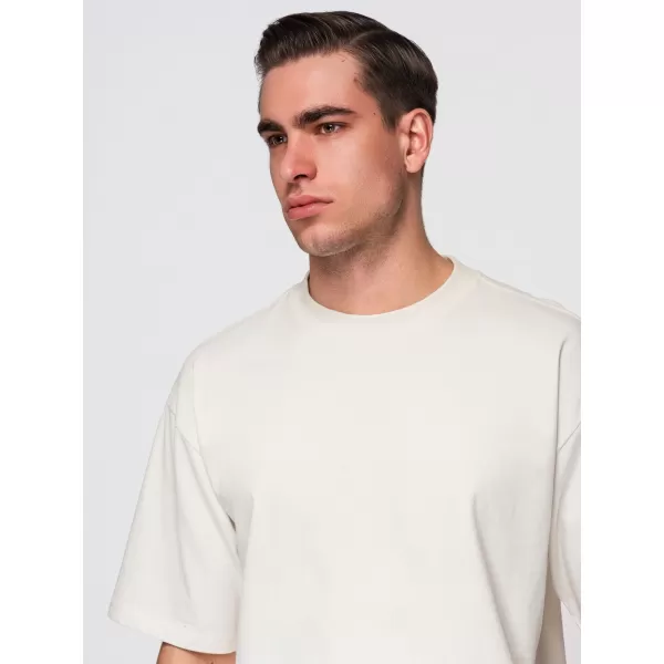 Pánské triko OMBRE OM-TSBC-0291 OFF WHITE/OFF WHITE/BLACK 