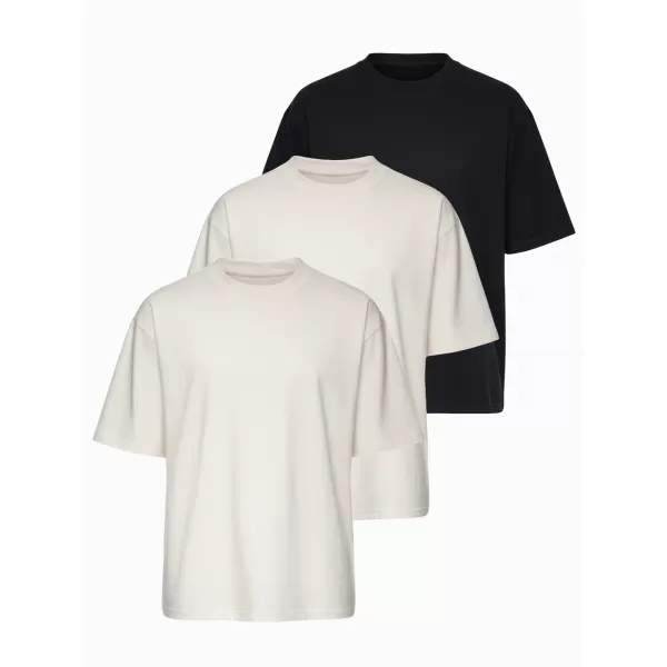  Pánské triko OMBRE OM-TSBC-0291 OFF WHITE/OFF WHITE/BLACK 