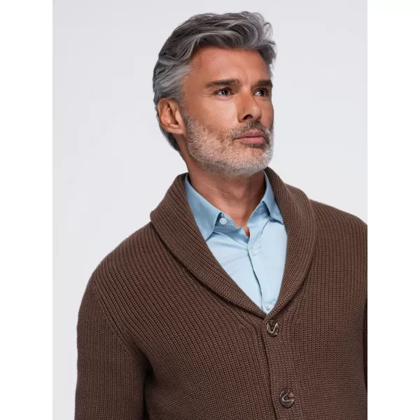  Pánský kardigan OMBRE OM-SWCD-0200 BROWN 