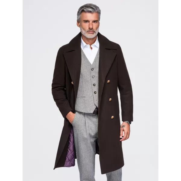 Pánský kabát OMBRE OM-COWC-0156 DARK BROWN 
