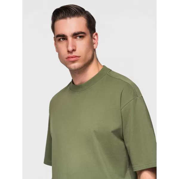  Pánské triko OMBRE OM-TSBC-0291 BLACK/OFF WHITE/PALE OLIVE 
