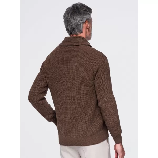  Pánský kardigan OMBRE OM-SWCD-0200 BROWN 