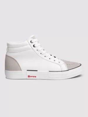 Pánské kotníkové tenisky OMBRE OM-FOTH-0240 WHITE AND BEIGE