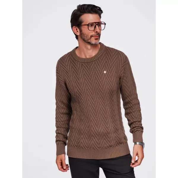  Pánský svetr OMBRE OM-SWSW-0190 BROWN 