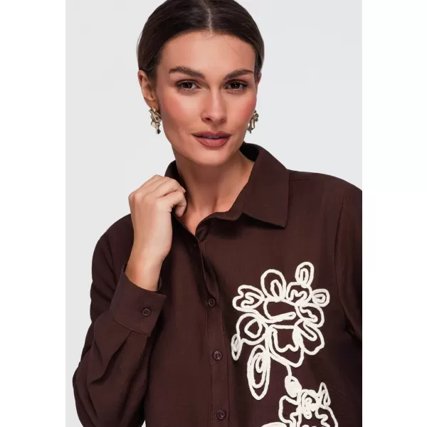  Dámská košile OMBRE OW-SH-E0073 BROWN 
