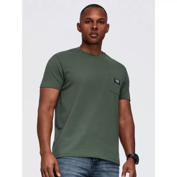  Pánské tričko OMBRE OM-TSCT-0305 DARK OLIVE 